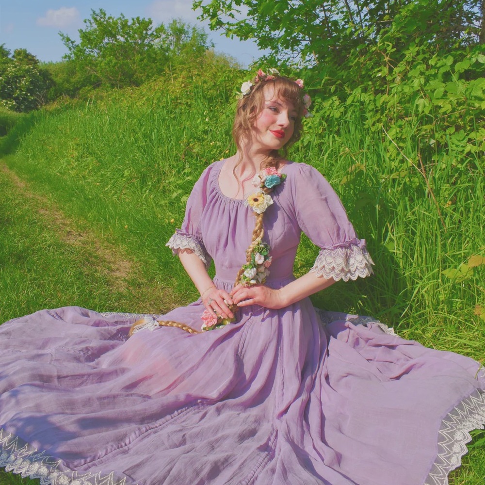 Elowen 27 | Lace Linen dress gown | Orchid